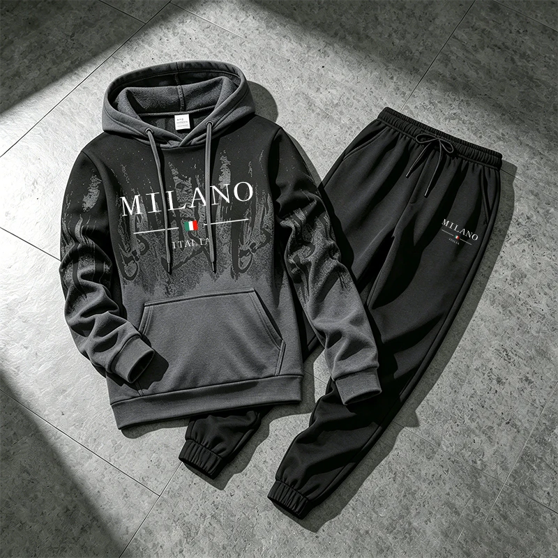 Winter Clothing Men - Inktvlekken Herenhoodie Trainingspak Casual sweatshirt Joggingbroek