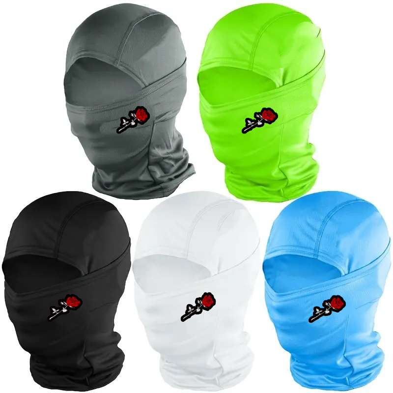 Wool Balaclava Knit - 1/2/5PC veelkleurige rozenborduurwerk volledig gezichtsbivakmuts, geschikt