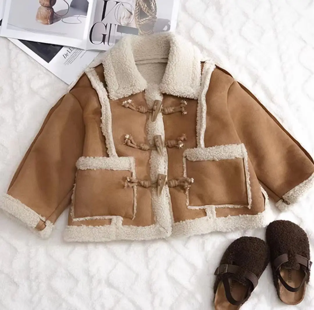 Winter Clothing Boys - Kaki/roze meisjes jongens winter nep bontjas