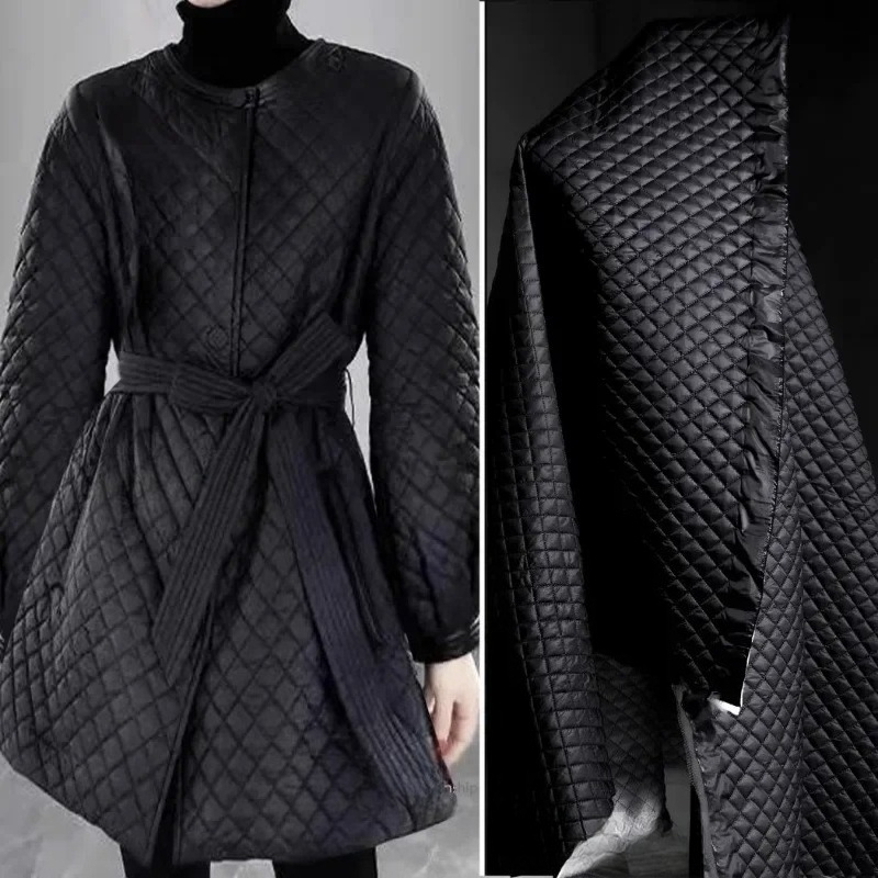 Winter Clothing Wholesale - Diamant-gestikte stof, zwart geruit katoen, dikke